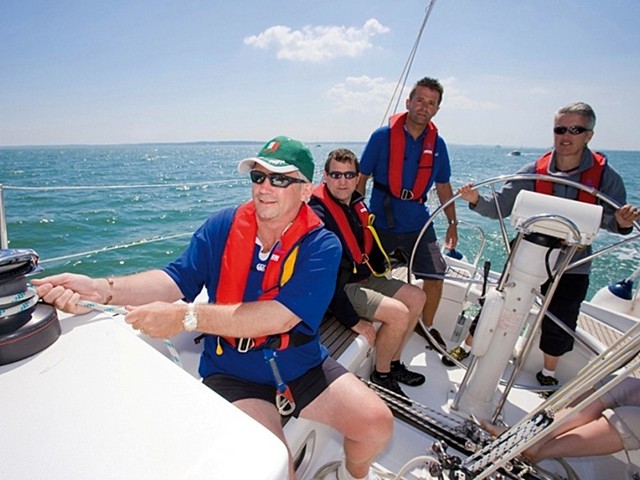 A crew learning to sail