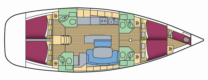 Floor plan Beneteau Cyclades 504
